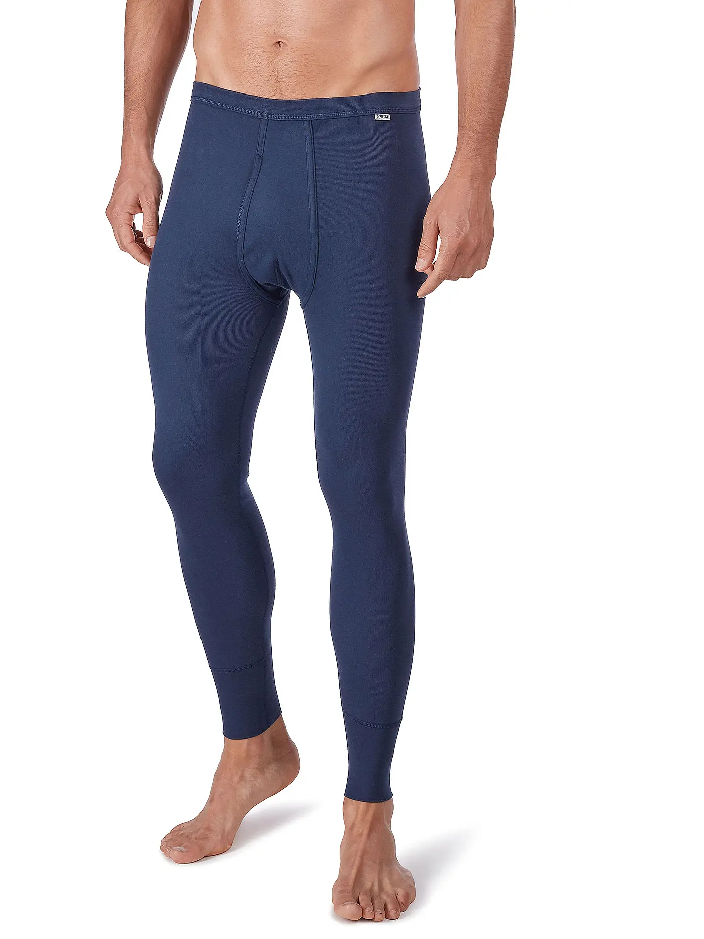 HUBER | Lange Unterhose "Comfort" (Weiß) | blau